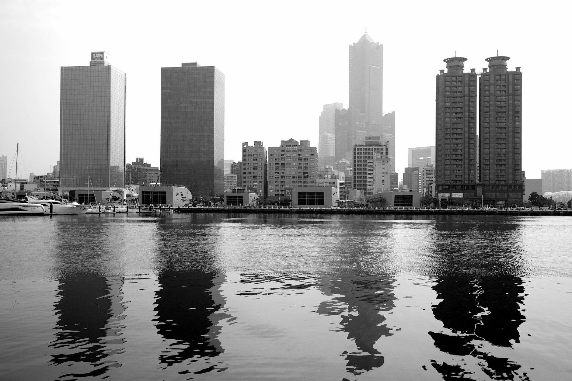 kaohsiung skyline reflecting on the water